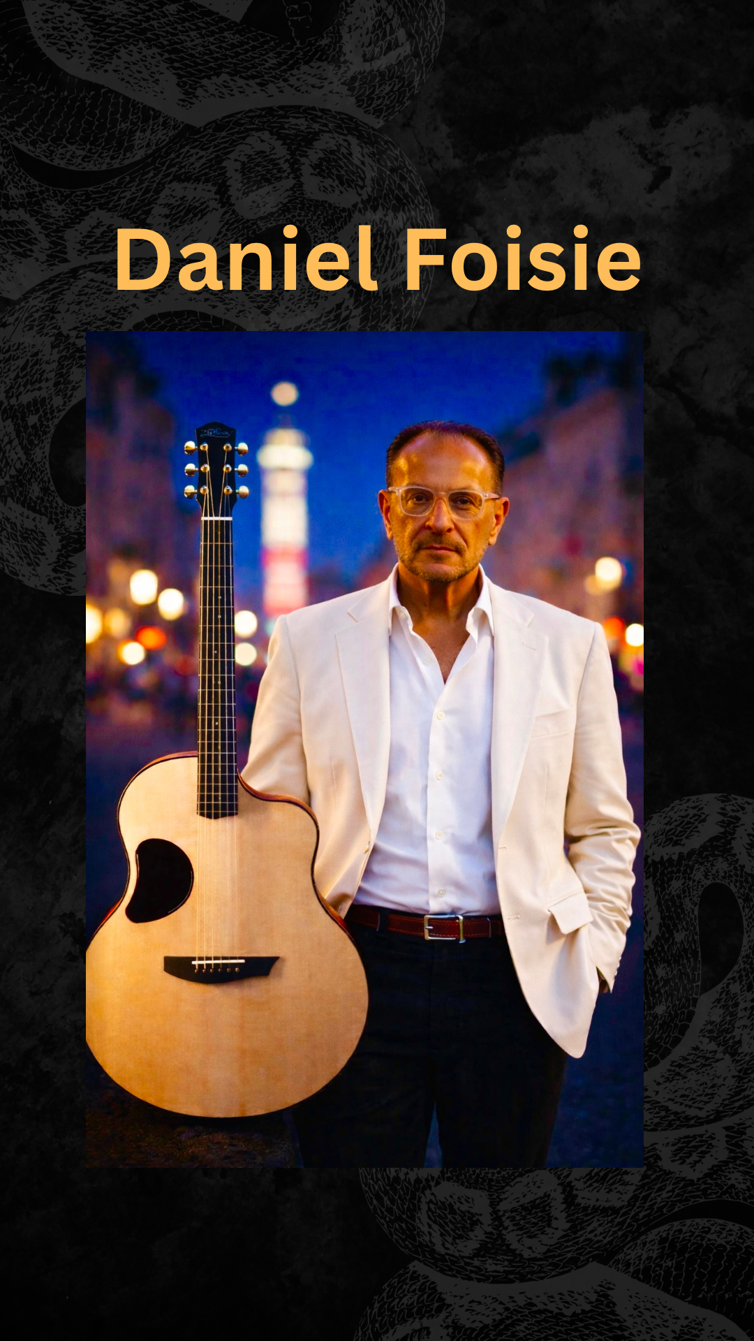 Daniel Foisie with guitar — promo portrait
